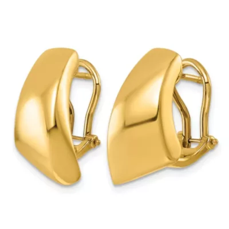 14K Yellow Gold Polished Geometric Omega Back Earrings