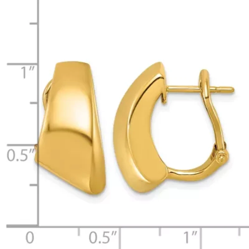 14K Yellow Gold Polished Geometric Omega Back Earrings