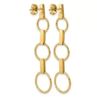 14K Yellow Gold Polished and Diamond-cut Graduated Circle Dangle Post Earrings