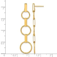 14K Yellow Gold Polished and Diamond-cut Graduated Circle Dangle Post Earrings