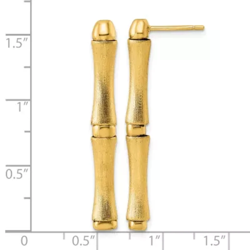 14K Yellow Gold Polished and Brushed Bamboo Earrings
