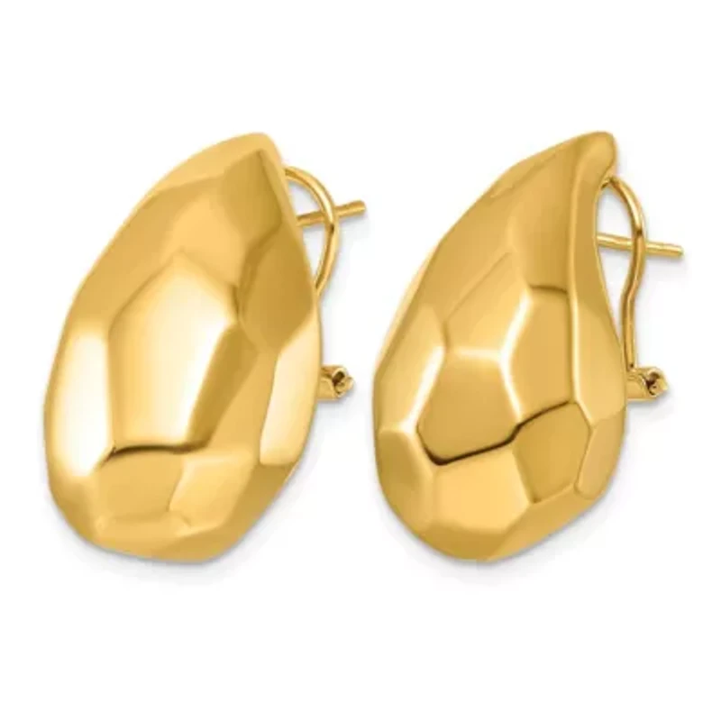 14K Yellow Gold Faceted Teardrop Omega Back Earrings