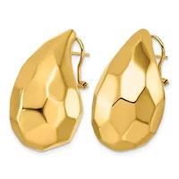 14K Yellow Gold Faceted Teardrop Omega Back Earrings
