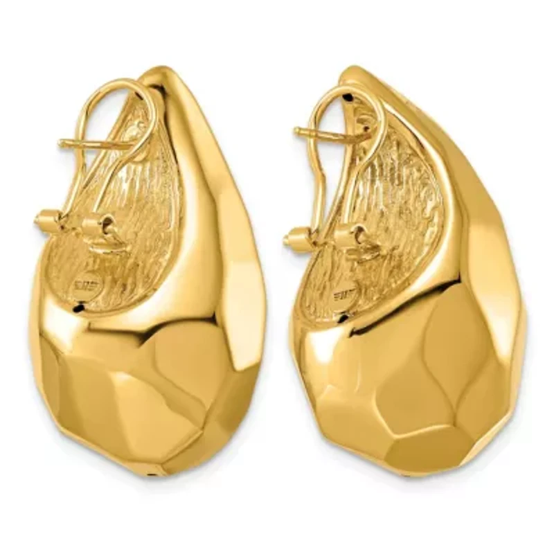 14K Yellow Gold Faceted Teardrop Omega Back Earrings