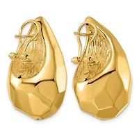 14K Yellow Gold Faceted Teardrop Omega Back Earrings