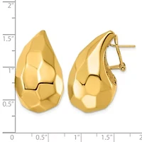 14K Yellow Gold Faceted Teardrop Omega Back Earrings