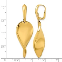 14K Yellow Gold Twisted Teardrop Leverback Dangle Earrings