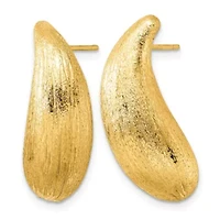 14K Yellow Gold Polished and Brushed Teardrop Post Earrings