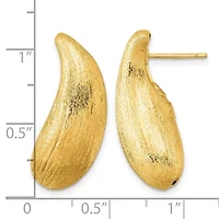 14K Yellow Gold Polished and Brushed Teardrop Post Earrings