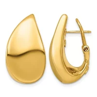 14K Yellow Gold Polished Flat Teardrop Omega Back Post Earrings