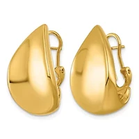 14K Yellow Gold Polished Flat Teardrop Omega Back Post Earrings