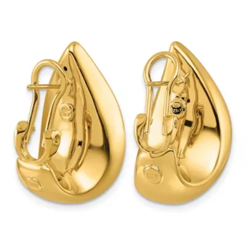 14K Yellow Gold Polished Flat Teardrop Omega Back Post Earrings