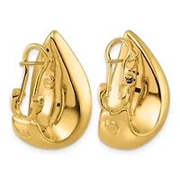 14K Yellow Gold Polished Flat Teardrop Omega Back Post Earrings