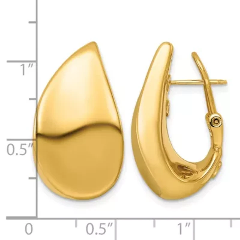 14K Yellow Gold Polished Flat Teardrop Omega Back Post Earrings
