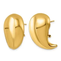 14K Yellow Gold Grooved Teardrop Omega Back Earrings