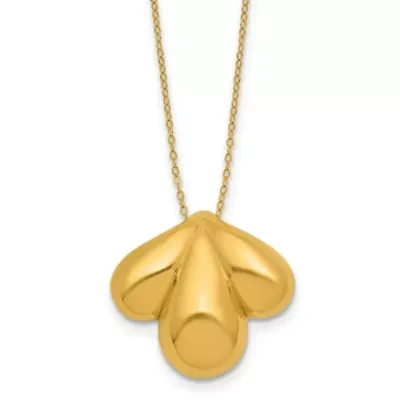 14K Yellow Gold Polished Hollow Scallop Pendant Necklace
