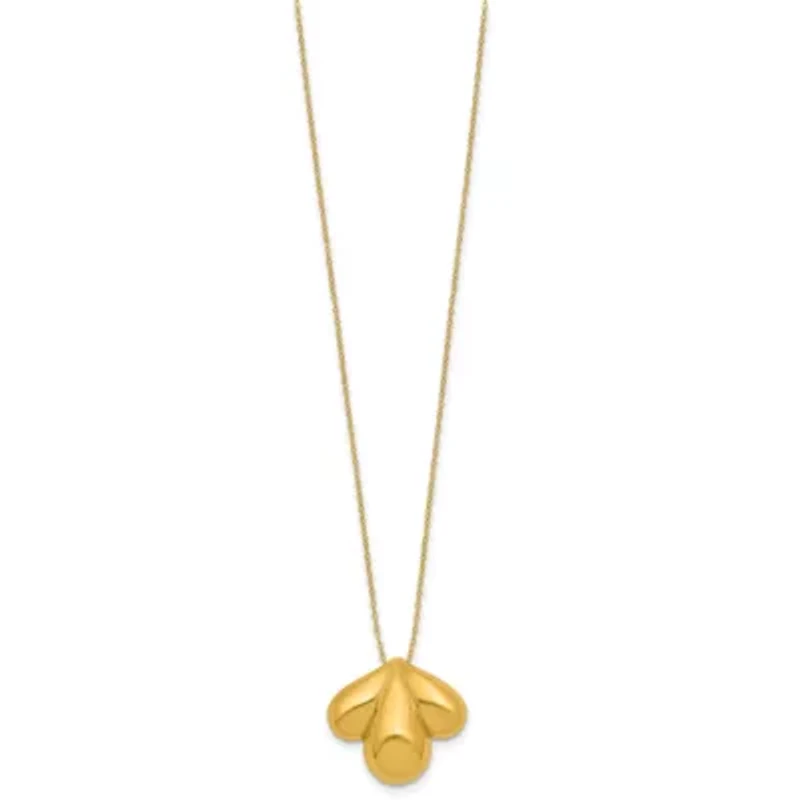 14K Yellow Gold Polished Hollow Scallop Pendant Necklace
