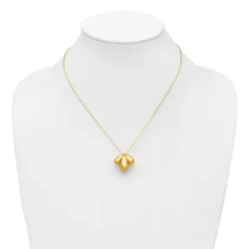 14K Yellow Gold Polished Hollow Scallop Pendant Necklace