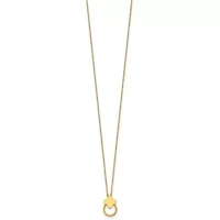 14K Yellow Gold Polished Flower Ring 16-inch with 2-inch Ext. Necklace