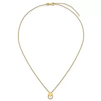14K Yellow Gold Polished Flower Ring 16-inch with 2-inch Ext. Necklace