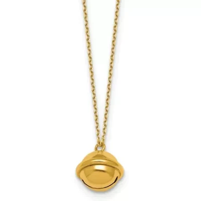 14K Yellow Gold Polished Bell 16-inch with 2-inch Ext. Necklace