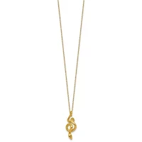 14K Yellow Gold Polished Textured Winding Snake 16-inch with 2-inch Ext. Necklace