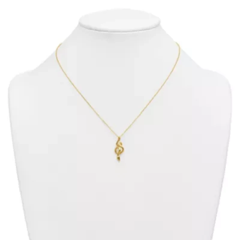 14K Yellow Gold Polished Textured Winding Snake 16-inch with 2-inch Ext. Necklace