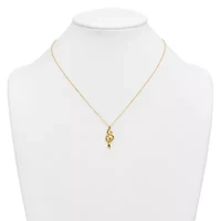 14K Yellow Gold Polished Textured Winding Snake 16-inch with 2-inch Ext. Necklace