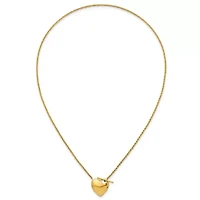 14K Yellow Gold Polished Toggle Heart 18-inch Necklace