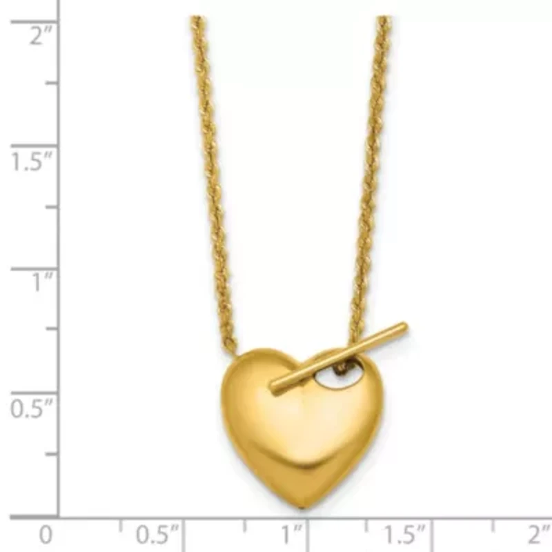 14K Yellow Gold Polished Toggle Heart 18-inch Necklace