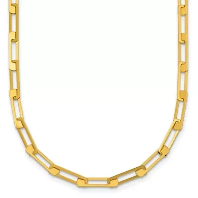 14K Yellow Gold Polished Rectangle Link 16-inch with 2-inch Ext. Necklace