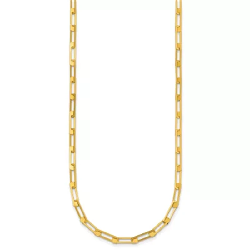 14K Yellow Gold Polished Rectangle Link 16-inch with 2-inch Ext. Necklace