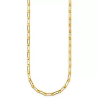 14K Yellow Gold Polished Rectangle Link 16-inch with 2-inch Ext. Necklace