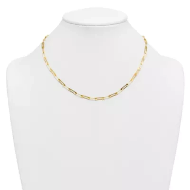 14K Yellow Gold Polished Rectangle Link 16-inch with 2-inch Ext. Necklace