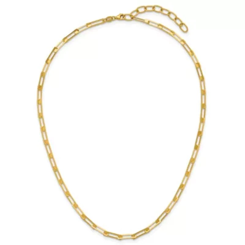 14K Yellow Gold Polished Rectangle Link 16-inch with 2-inch Ext. Necklace