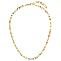 14K Yellow Gold Polished Rectangle Link 16-inch with 2-inch Ext. Necklace