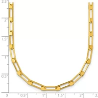 14K Yellow Gold Polished Rectangle Link 16-inch with 2-inch Ext. Necklace