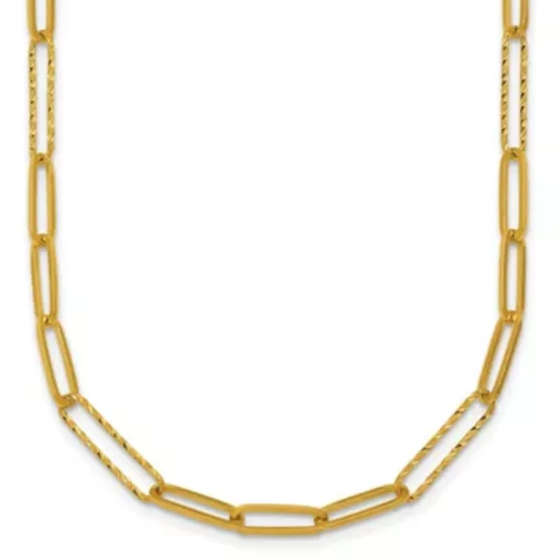 14K Yellow Gold Polished Diamond Cut Link 16-inch with 2-inch Ext. Necklace