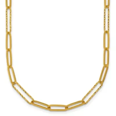 14K Yellow Gold Polished Diamond Cut Link 16-inch with 2-inch Ext. Necklace