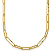 14K Yellow Gold Polished Diamond Cut Link 16-inch with 2-inch Ext. Necklace