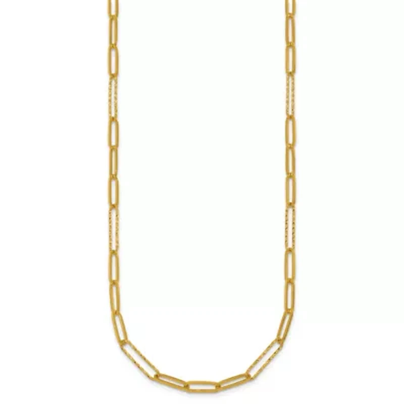 14K Yellow Gold Polished Diamond Cut Link 16-inch with 2-inch Ext. Necklace