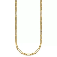 14K Yellow Gold Polished Diamond Cut Link 16-inch with 2-inch Ext. Necklace