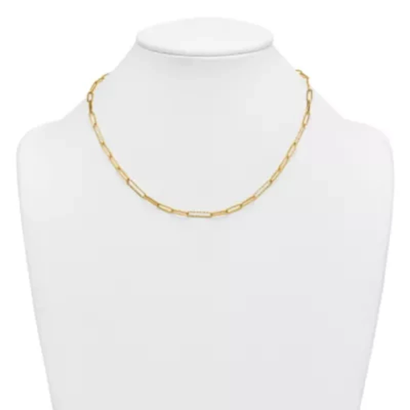 14K Yellow Gold Polished Diamond Cut Link 16-inch with 2-inch Ext. Necklace