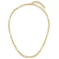 14K Yellow Gold Polished Diamond Cut Link 16-inch with 2-inch Ext. Necklace