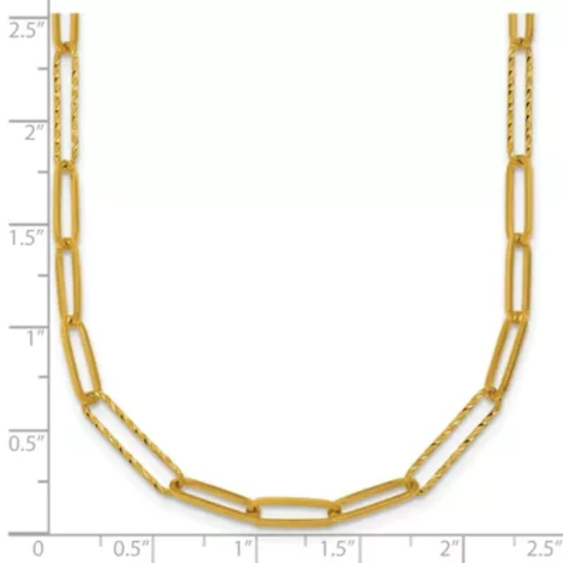 14K Yellow Gold Polished Diamond Cut Link 16-inch with 2-inch Ext. Necklace