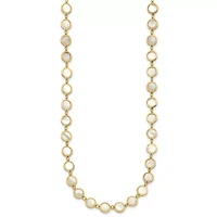 Mother of Pearl Polished Discs 16-inch with 2-inch Ext. Necklace in 14K Yellow Gold