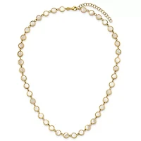 Mother of Pearl Polished Discs 16-inch with 2-inch Ext. Necklace in 14K Yellow Gold