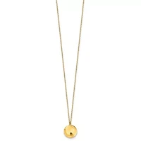 14K Yellow Gold Polished Solid Wavy Circle Disc 16 with 2-inch Ext. Necklace