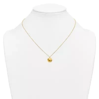 14K Yellow Gold Polished Solid Wavy Circle Disc 16 with 2-inch Ext. Necklace
