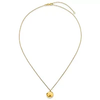 14K Yellow Gold Polished Solid Wavy Circle Disc 16 with 2-inch Ext. Necklace